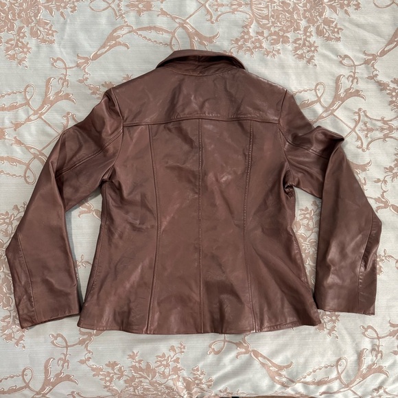 Guess Vintage Dark Brown Leather Button Blazer Jacket Women Size Large - Picture 4 of 11